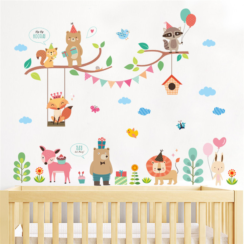 Sticker Chambre Enfant - Animaux de la Forêt Minimalistes