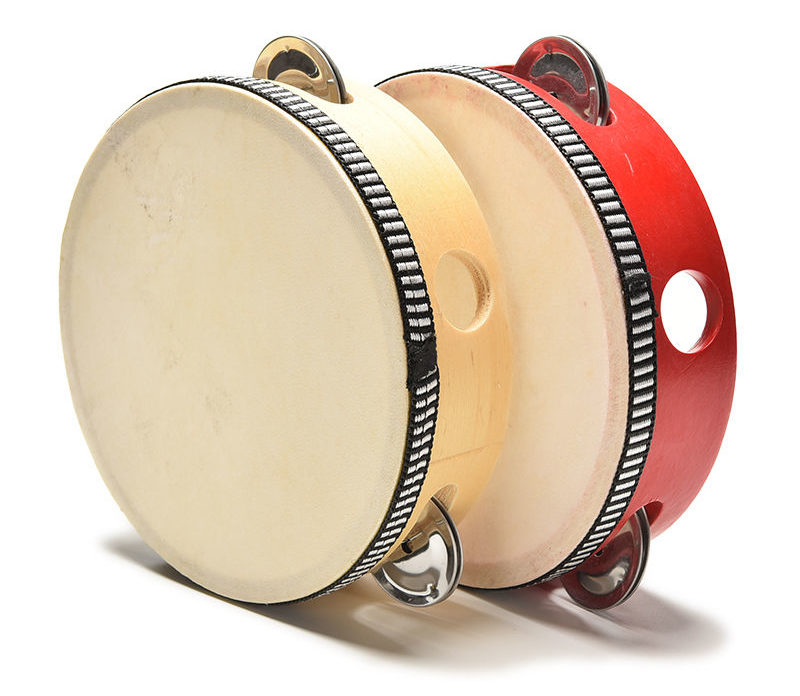 Tambourin rouge / écru pour enfant - Instrument à percussion