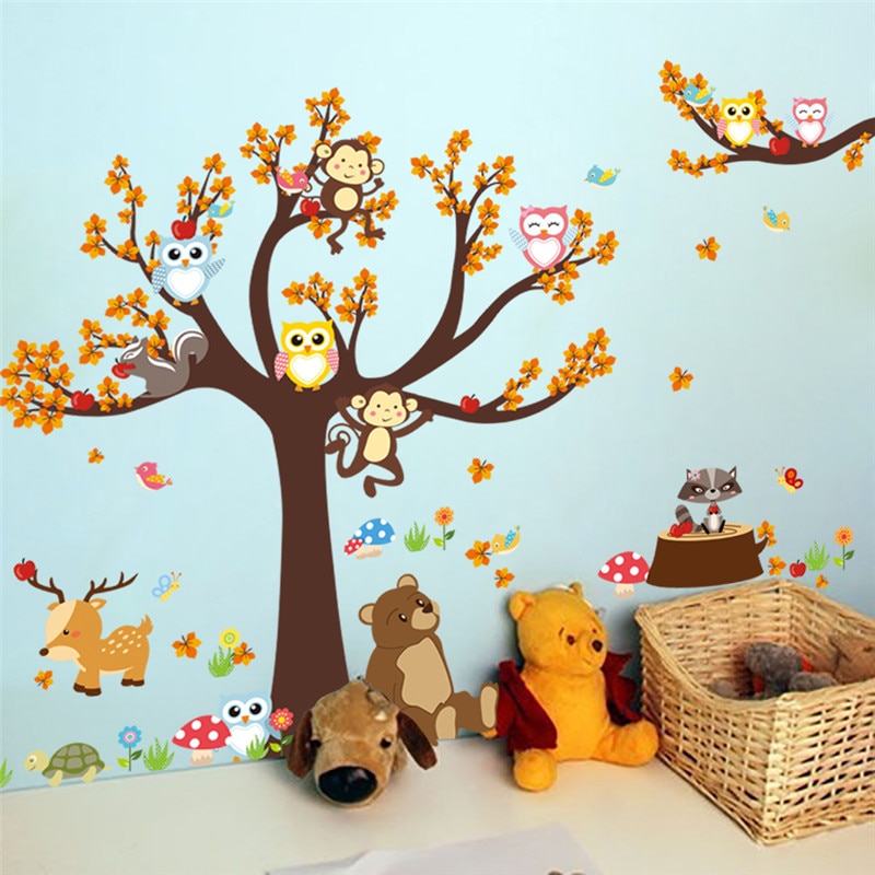Sticker mural déco chambre enfant animaux de la forêt 70x50cm - Centrakor