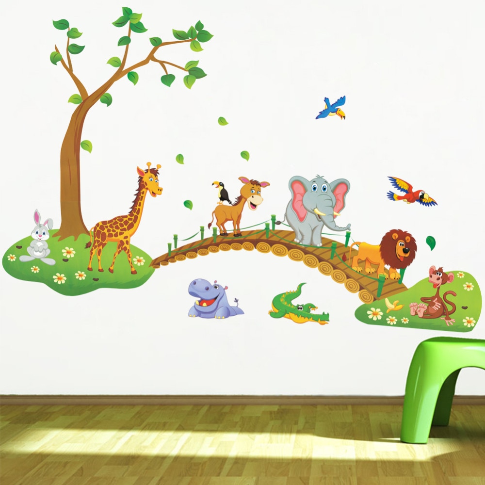 Sticker Mural Animaux De La Jungle Pour Chambre Enfant Bebe