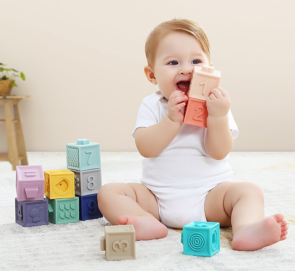 Blocs à empiler pour bébé - 12 blocs 3D - Jeu éducatif
